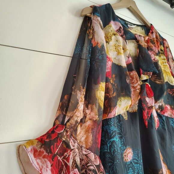 Venus Y2K Babydoll Top Sz 8 Split Bell Sleeve Floral Whimsigoth Fairygrunge - Picture 2 of 10